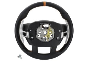 Ford Raptor Steering Wheel Kit - Ford Racing - Raptor Style, Heated - Black Leather with Orange Stitching/Orange Sightline - `15-`17